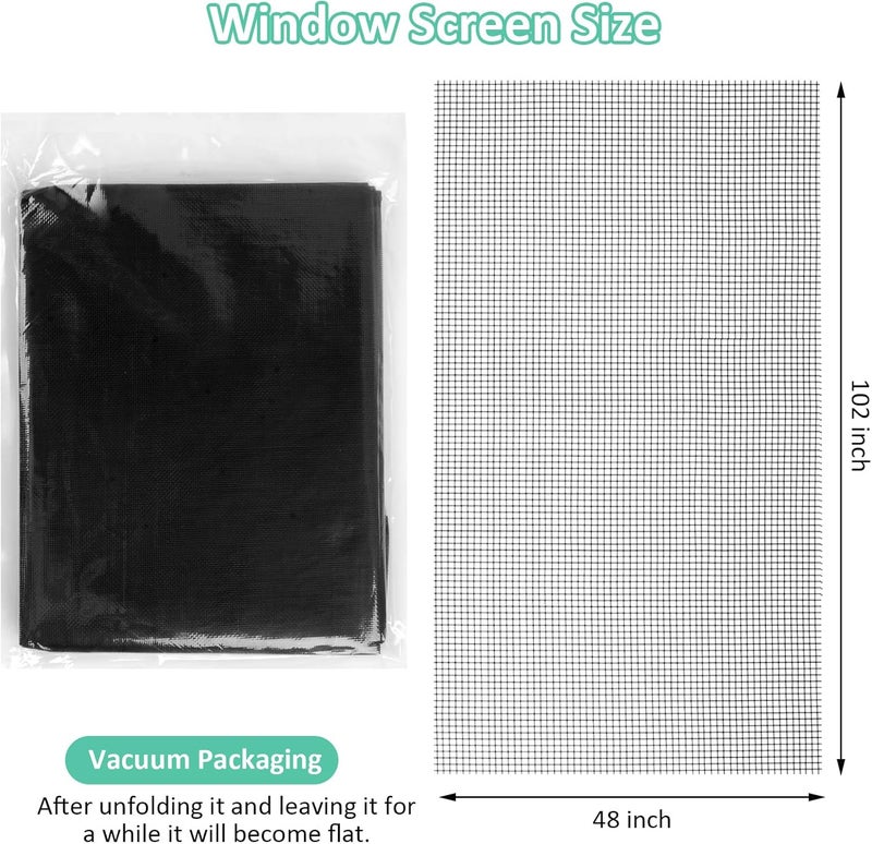 Rindion 48x102 Inch Window Screen Replacement, DIY Adjustable Pet-Proof Patio Screen, Anti-Mosquito Window Screen Mesh for Porch and Sliding Doors - Image 2